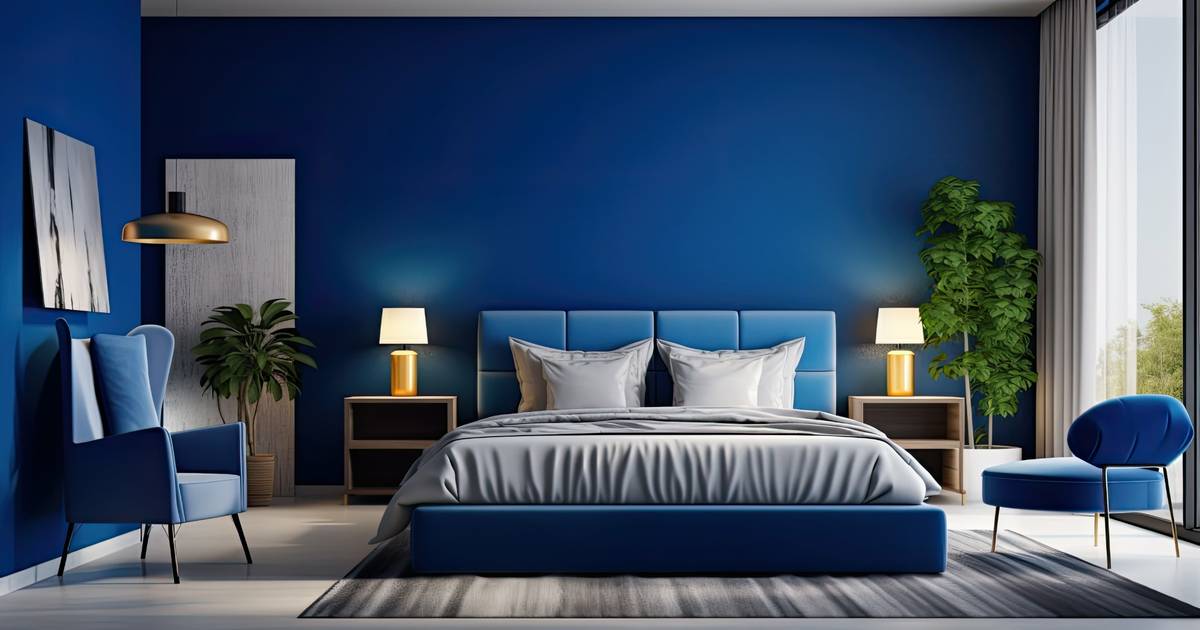 Modern blue bedroom